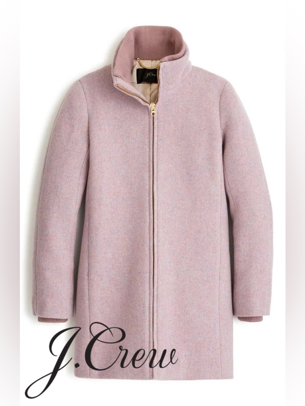 J. Crew Light Pink Wool-Blend Stand Collar Pea Coat
